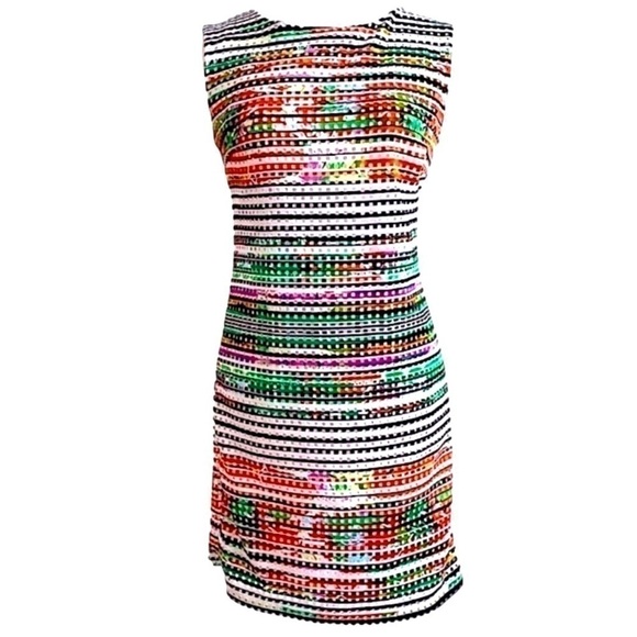 Carmen Marc Valvo Dresses & Skirts - CARMEN MARC VALVO FLORAL POPPY Red Black MULTICOLOR SLEEVELESS LBD MINI DRESS